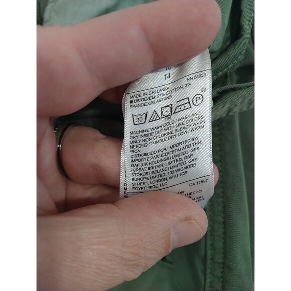 Gap Woman 10 Pant Green High Rise Cropped Wide Leg Casual Comfort Boho Lagenloo - Picture 6 of 8